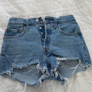 Levi's Blue Distressed Jean Shorts